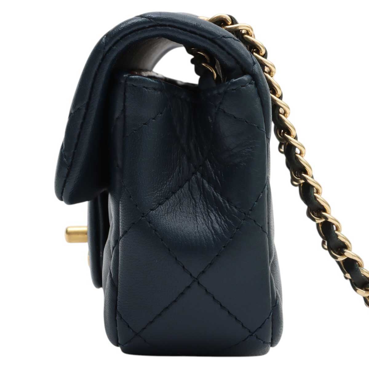 Circa 2013 CC Turn-lock Chain Shoulder Bag Mini, Navy