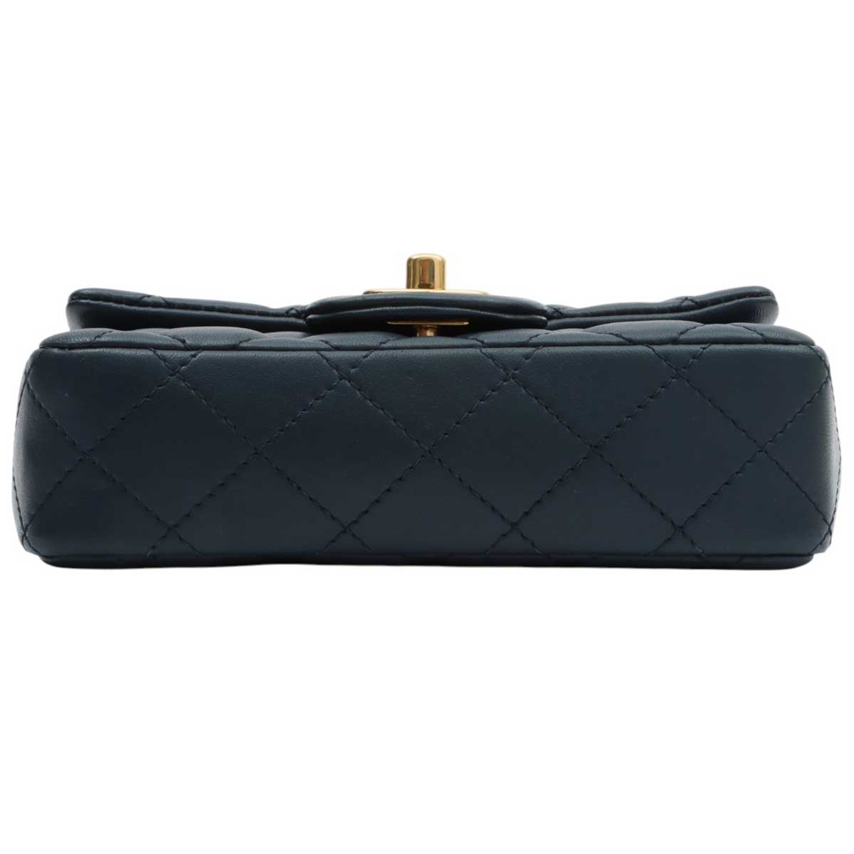 Circa 2013 CC Turn-lock Chain Shoulder Bag Mini, Navy