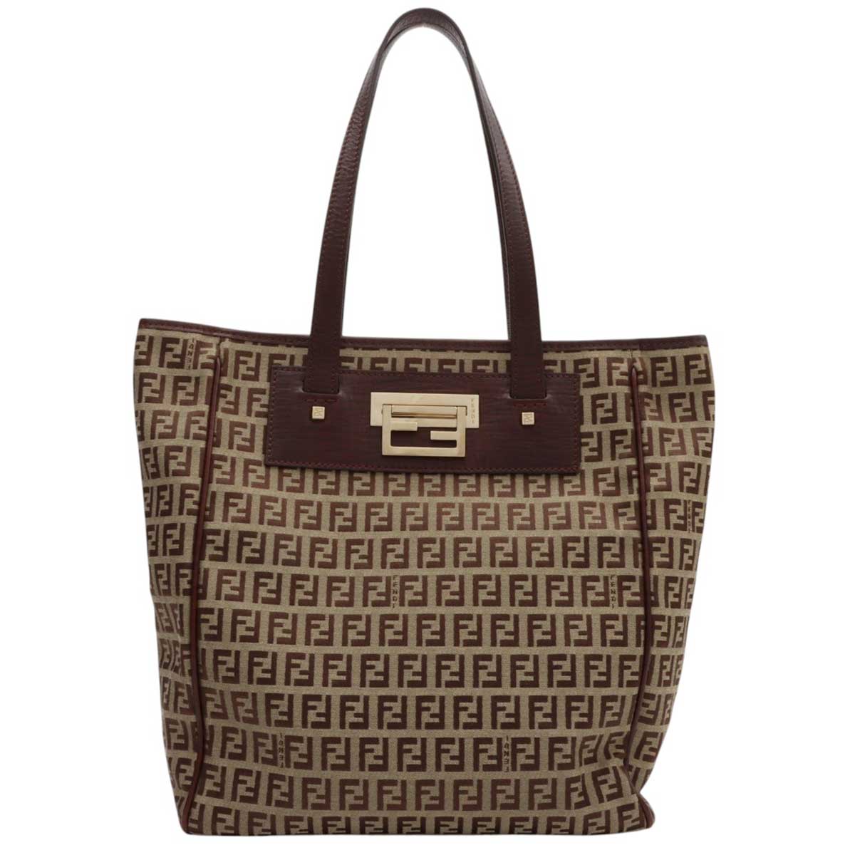 FF Zucchino Pattern Tote Bag Beige/Brown