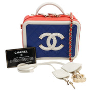 2018 Caviar Skin CC Filigree 2-way Bag Blue/Red/White