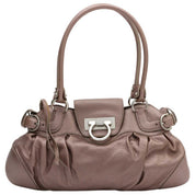 Gancini Plate Shoulder Bag Champagne Pink