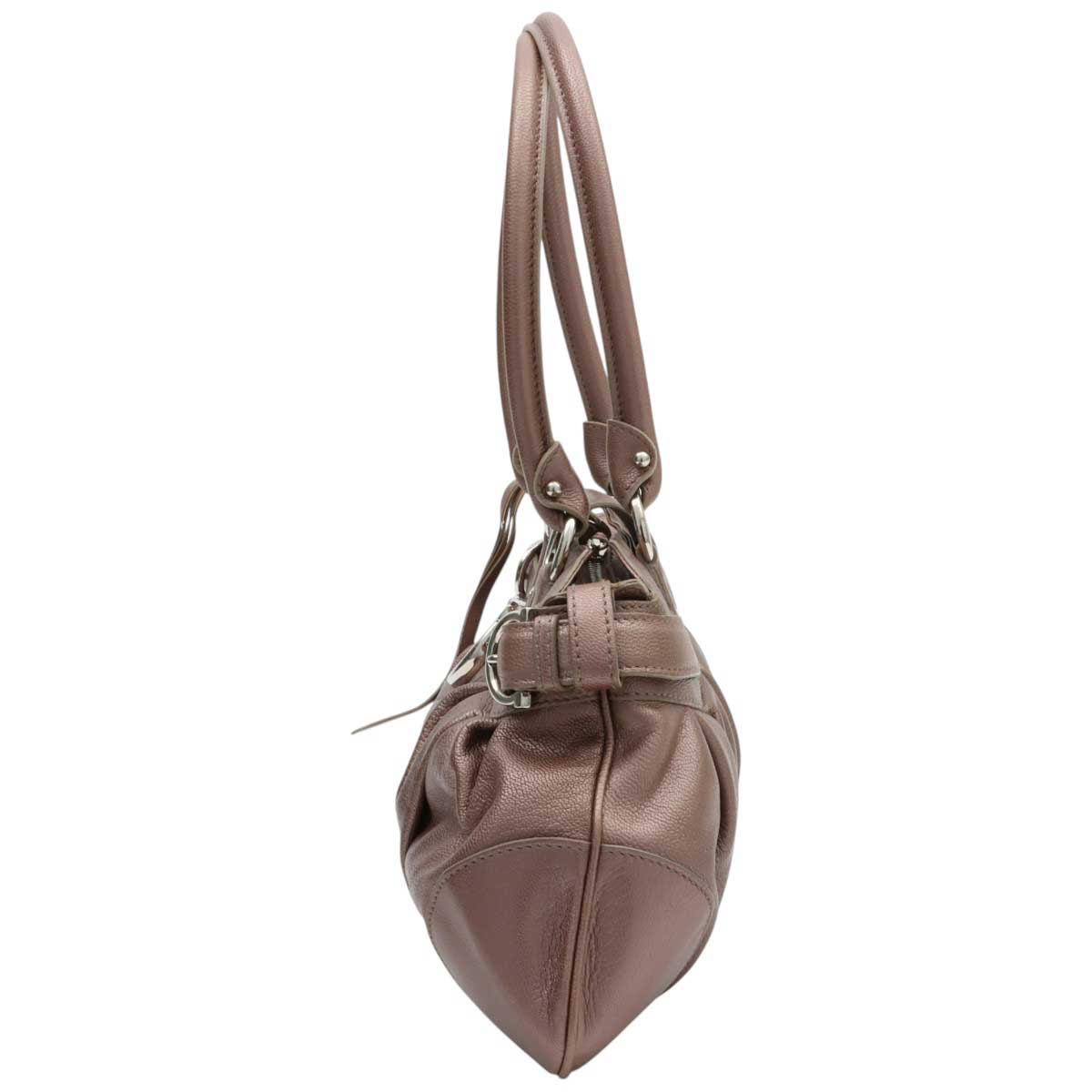 Gancini Plate Shoulder Bag Champagne Pink