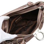 Gancini Plate Shoulder Bag Champagne Pink