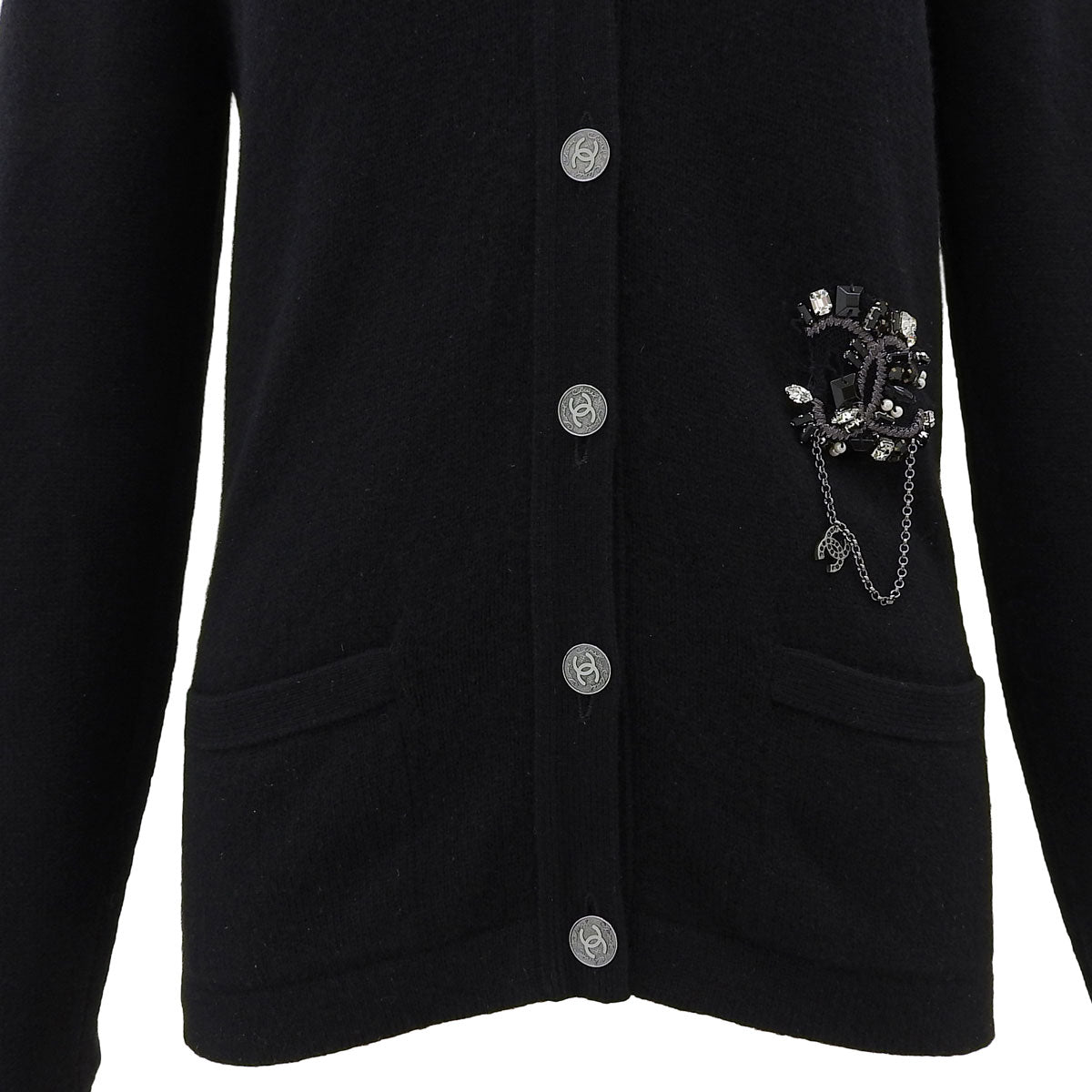 2006 Cashmere Bijou CC Mark Button Cardigan #38 Black