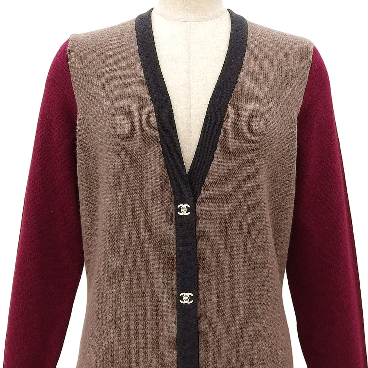 CC Turn-Lock Button Long Cardigan #40 Brown/Bordeaux