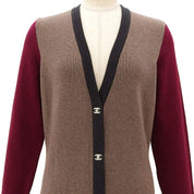 CC Turn-Lock Button Long Cardigan #40 Brown/Bordeaux
