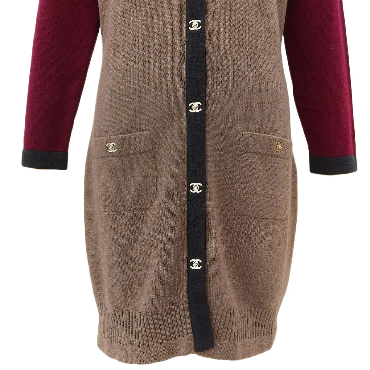 CC Turn-Lock Button Long Cardigan #40 Brown/Bordeaux