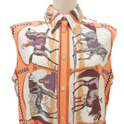 Arabian Horses Pattern Sleeveless Top #40 Beige/Orange