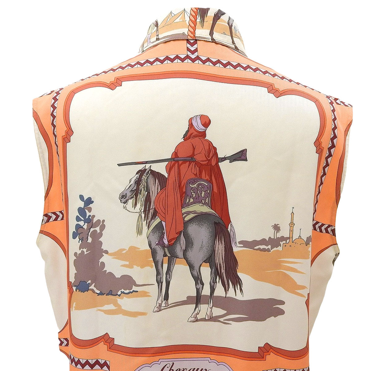 Arabian Horses Pattern Sleeveless Top #40 Beige/Orange