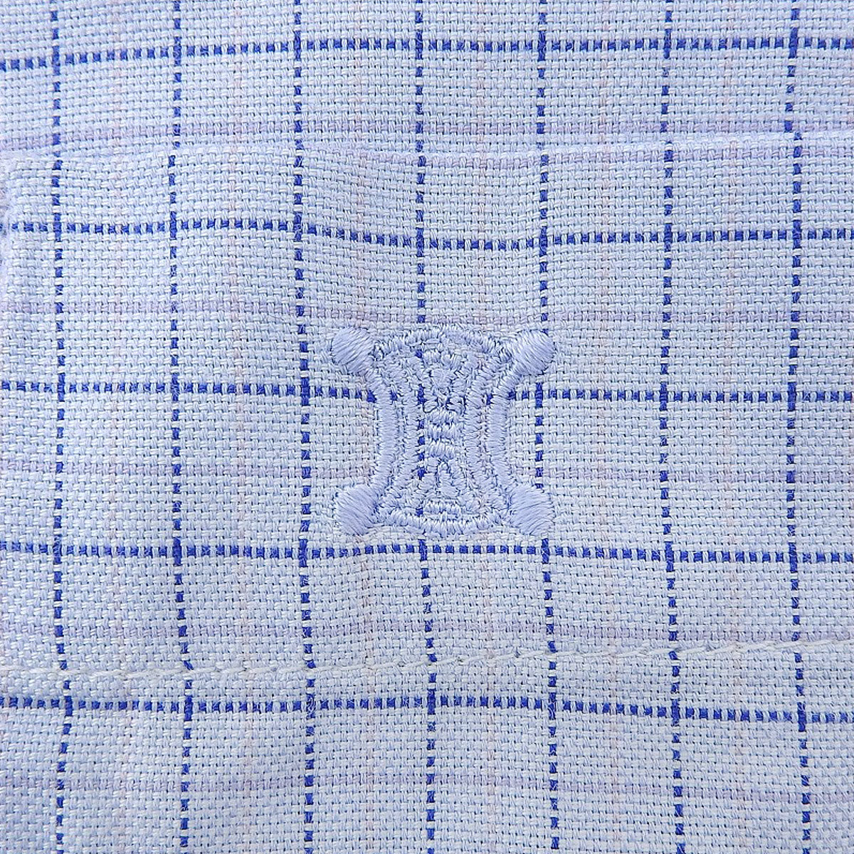 チェックパターンマカダム刺繍シャツ ライトブルー