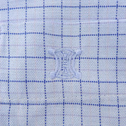 チェックパターンマカダム刺繍シャツ ライトブルー