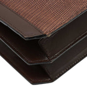Lizard Logo Plate Shoulder Bag Brown