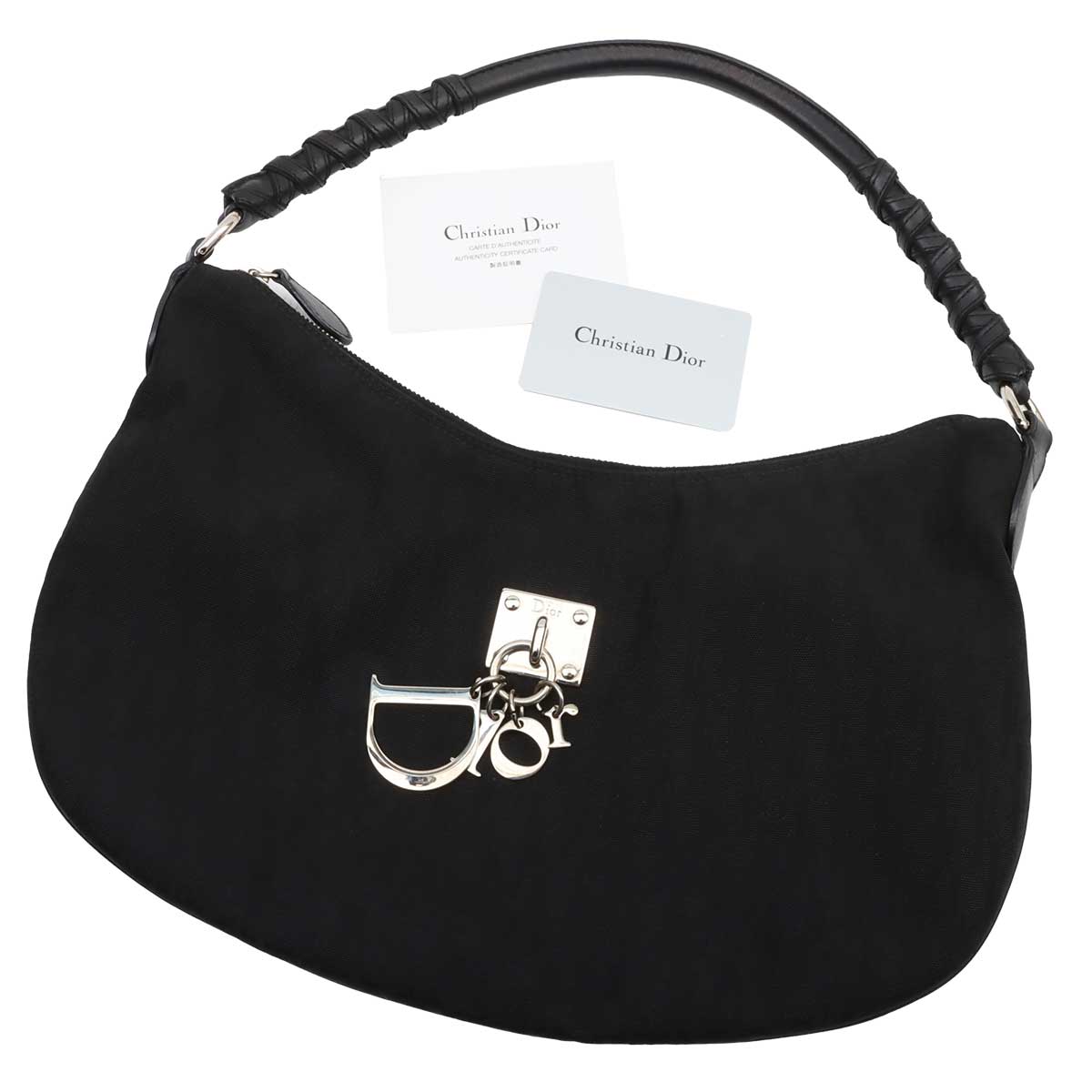 Trotter Pattern Logo Charm One Shoulder Bag Black