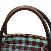Block Check Pattern Logo Plate Boston Bag Mint Green/Brown