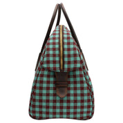 Block Check Pattern Logo Plate Boston Bag Mint Green/Brown