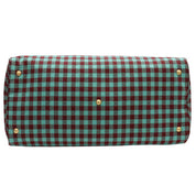 Block Check Pattern Logo Plate Boston Bag Mint Green/Brown