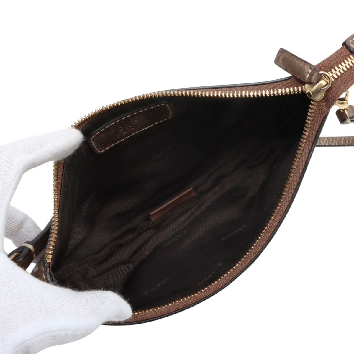 Anagram Pattern Logo Embossed Handbag Brown