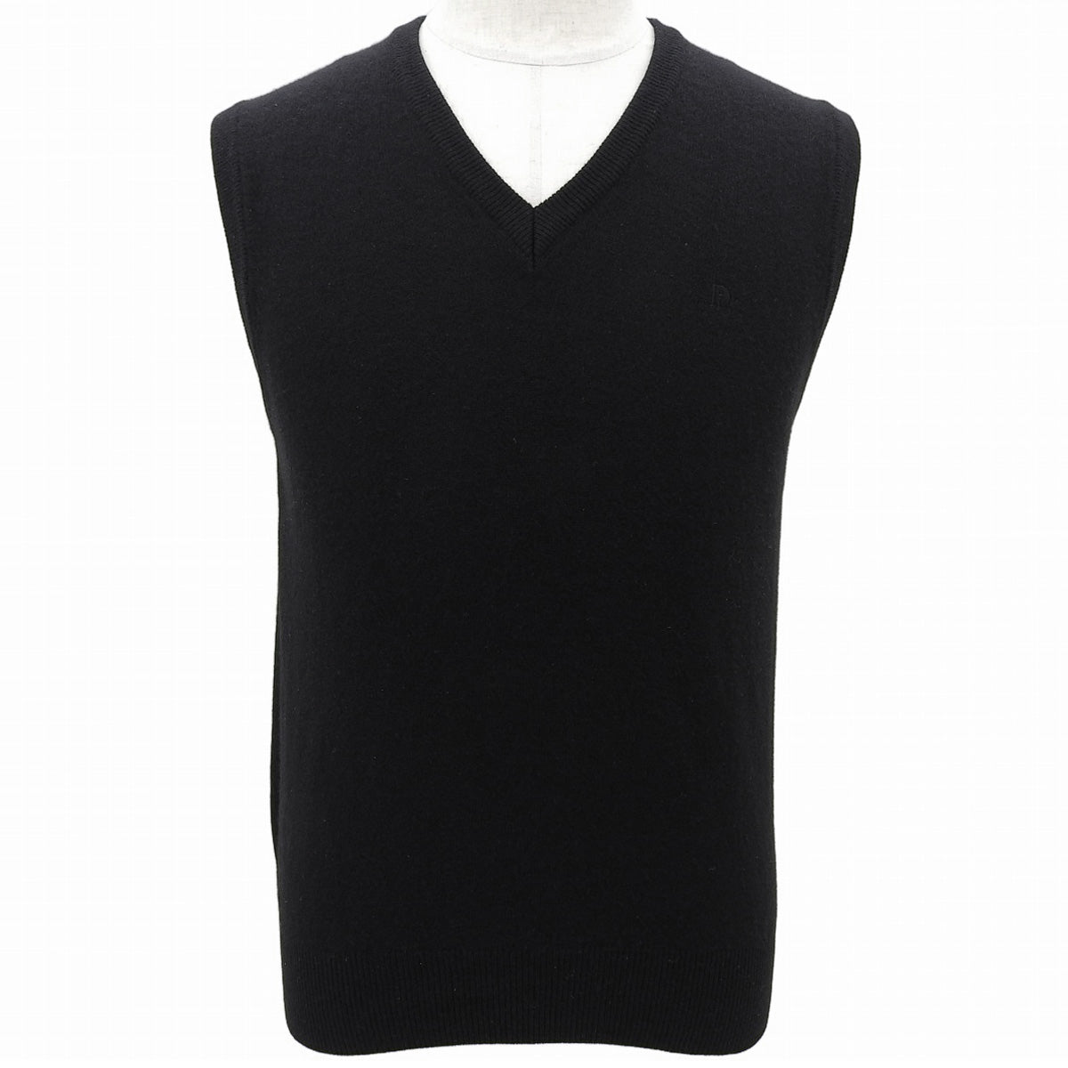 Cashmere Logo Embroidered Knit Vest #M Black
