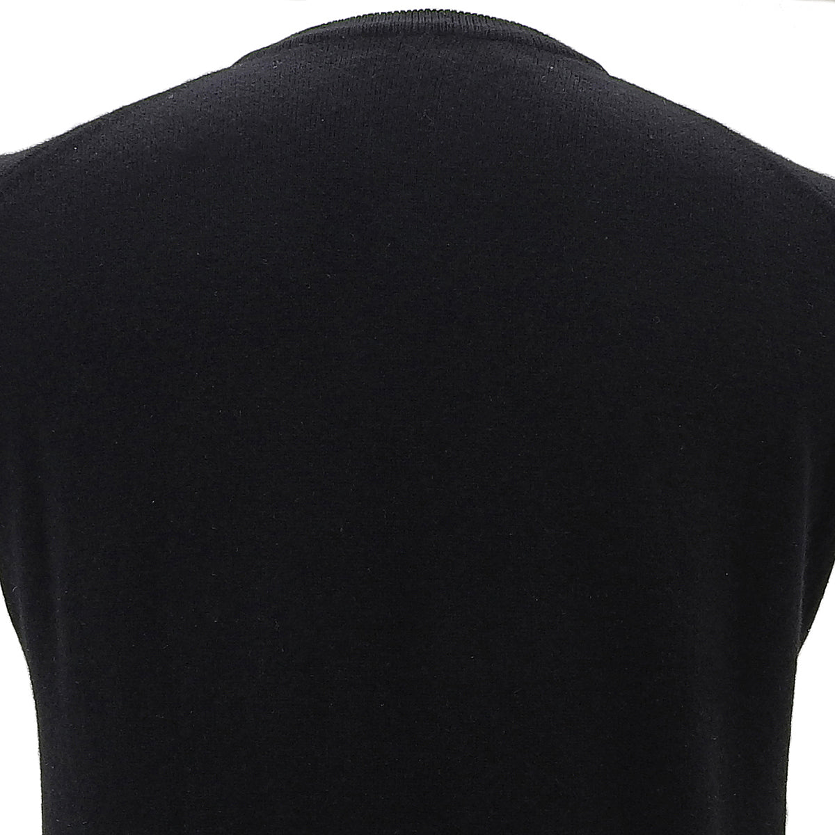 Cashmere Logo Embroidered Knit Vest #M Black