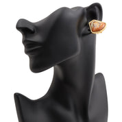 Lion Motif Enamel Earrings Gold