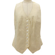 Linen Silk Combo Floral Pattern Vest #42 Beige/Multi