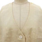 Linen Silk Combo Floral Pattern Vest #42 Beige/Multi