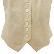 Linen Silk Combo Floral Pattern Vest #42 Beige/Multi