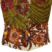 Linen Silk Combo Floral Pattern Vest #42 Beige/Multi