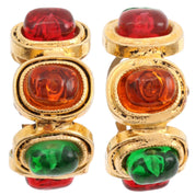 Gripoix Hoop Earrings Gold/Red/Green