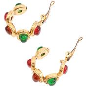 Gripoix Hoop Earrings Gold/Red/Green
