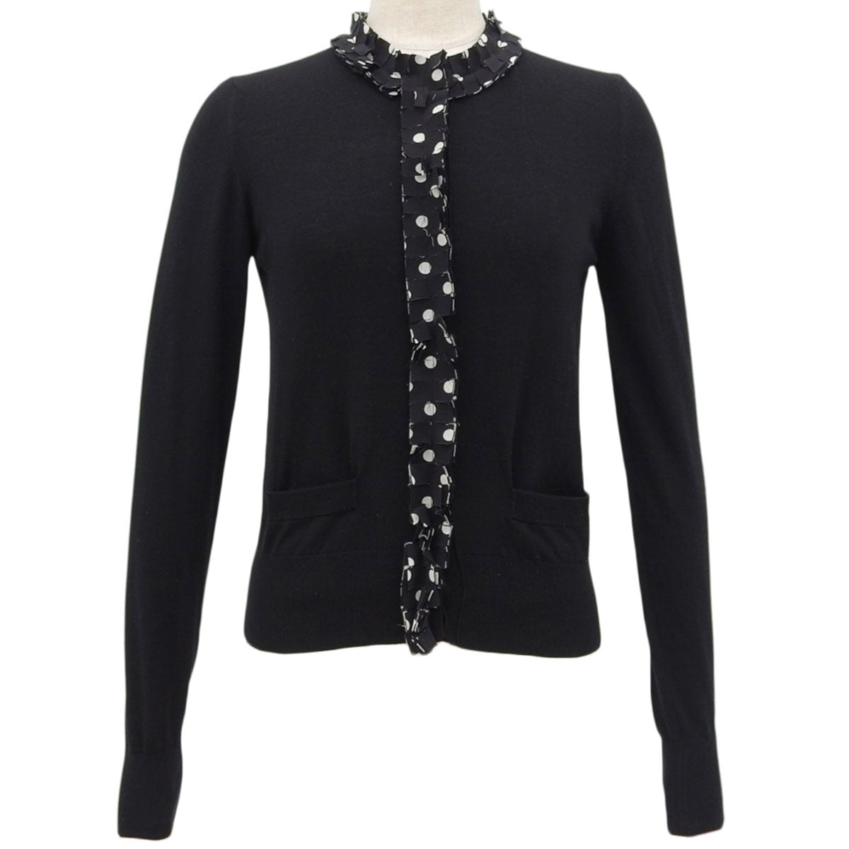 Polka Dot Ruffle Cardigan #36 Black