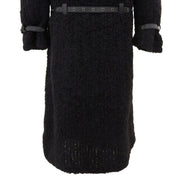 ウールレザーコンビロゴベルトロングコート #42 ブラック