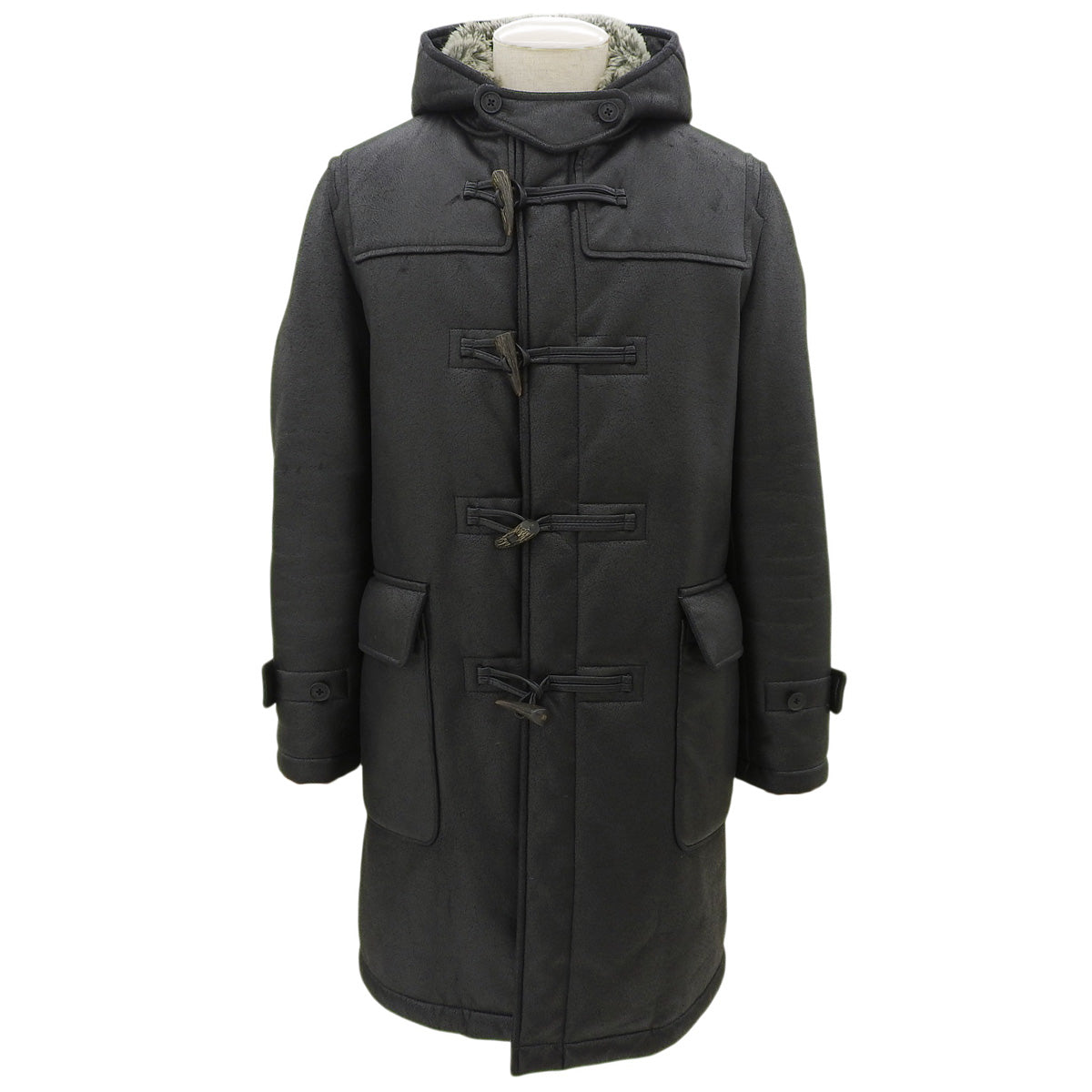 フェイクレザーダッフルコート #M ブラック