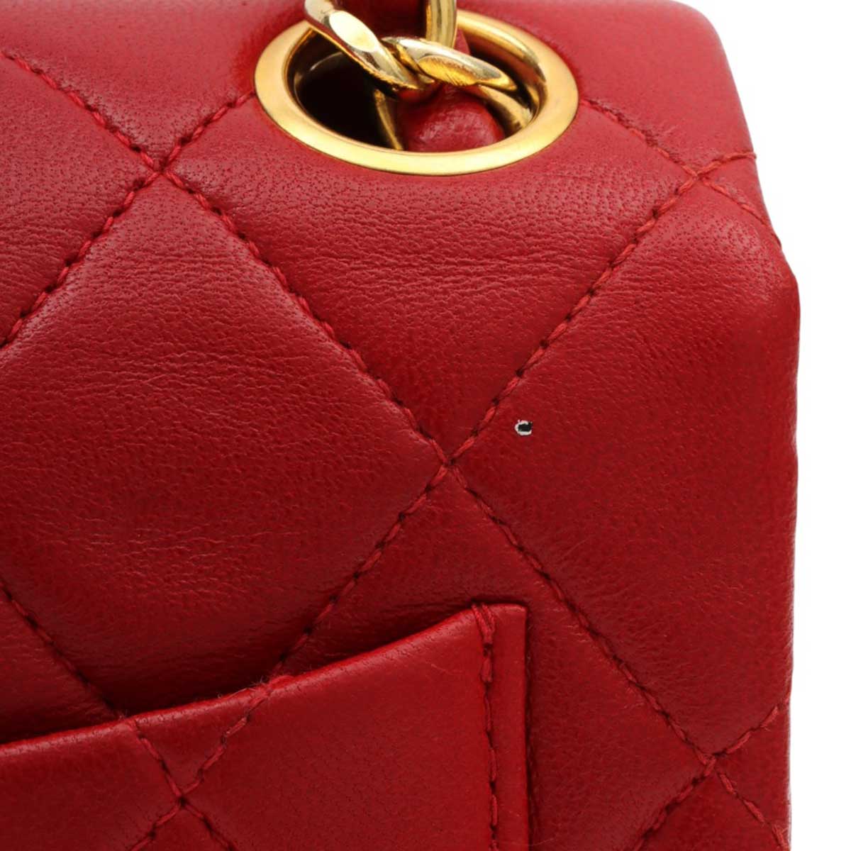 Around 1990 Made Classic Flap Chain Bag Mini Red