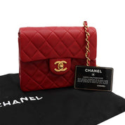 Around 1990 Made Classic Flap Chain Bag Mini Red