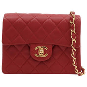 Around 1990 Made Classic Flap Chain Bag Mini Red