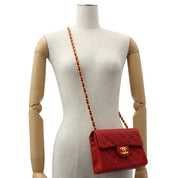 Around 1990 Made Classic Flap Chain Bag Mini Red