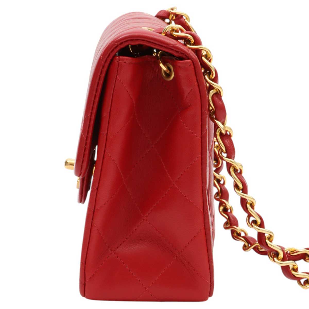 Around 1990 Made Classic Flap Chain Bag Mini Red