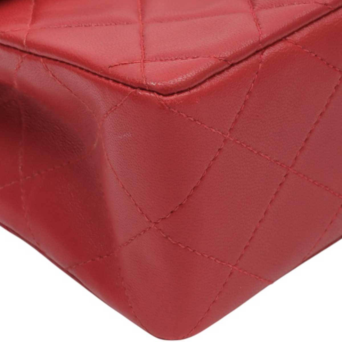 Around 1990 Made Classic Flap Chain Bag Mini Red