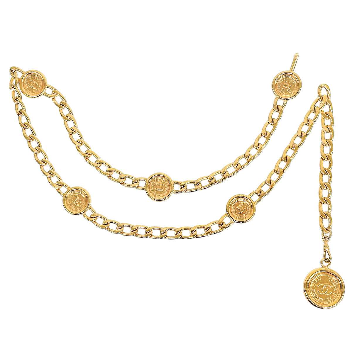CC Mark Coin Motif Chain Belt Gold