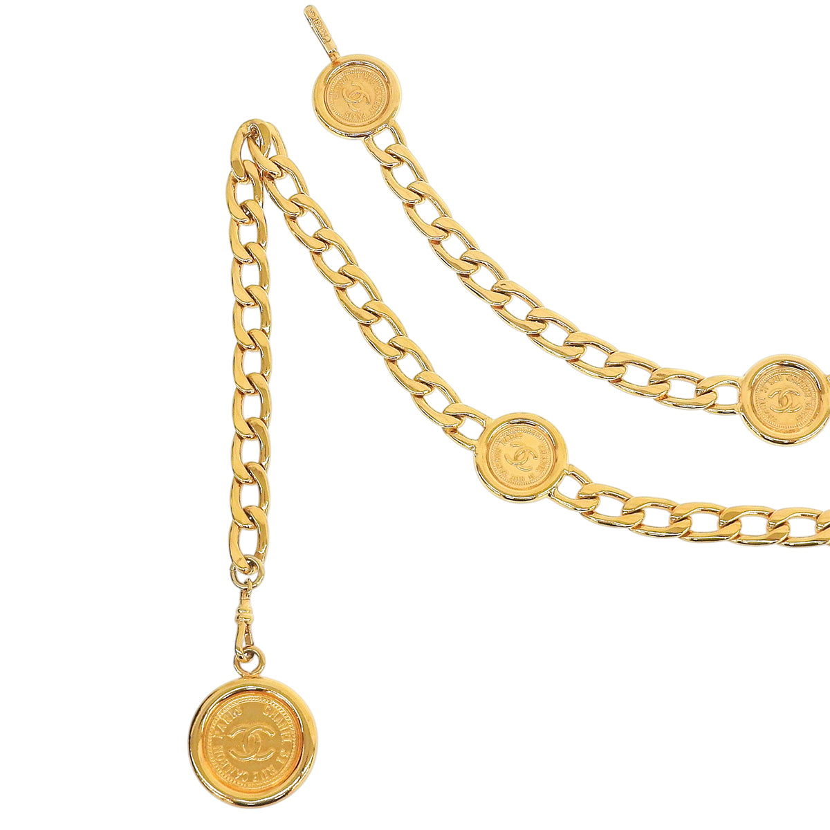 CC Mark Coin Motif Chain Belt Gold