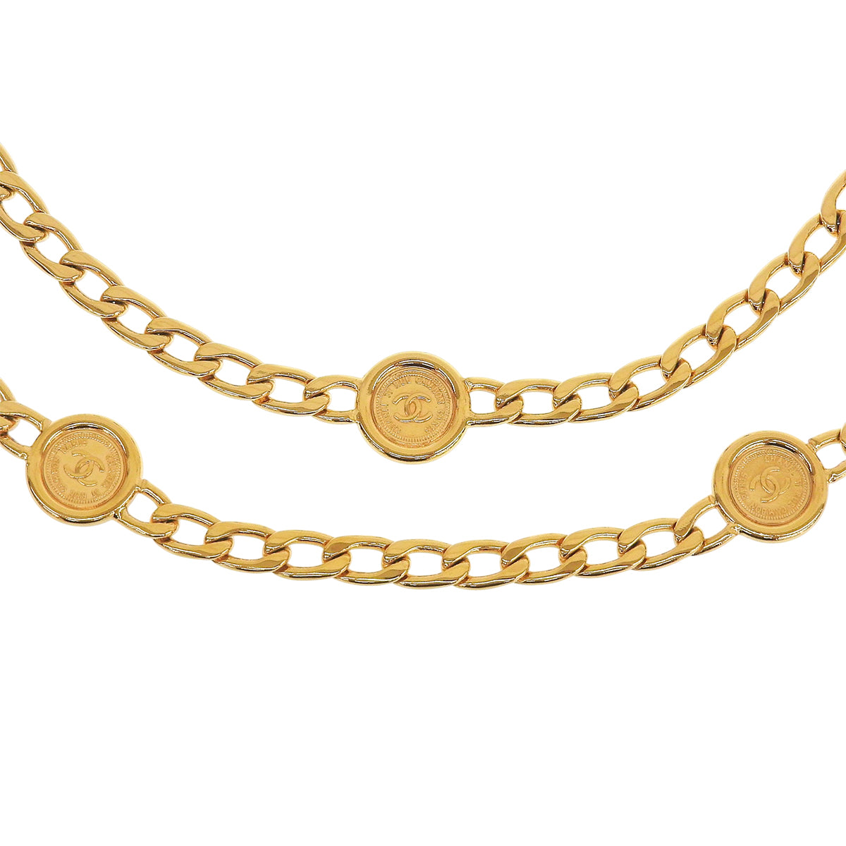 CC Mark Coin Motif Chain Belt Gold