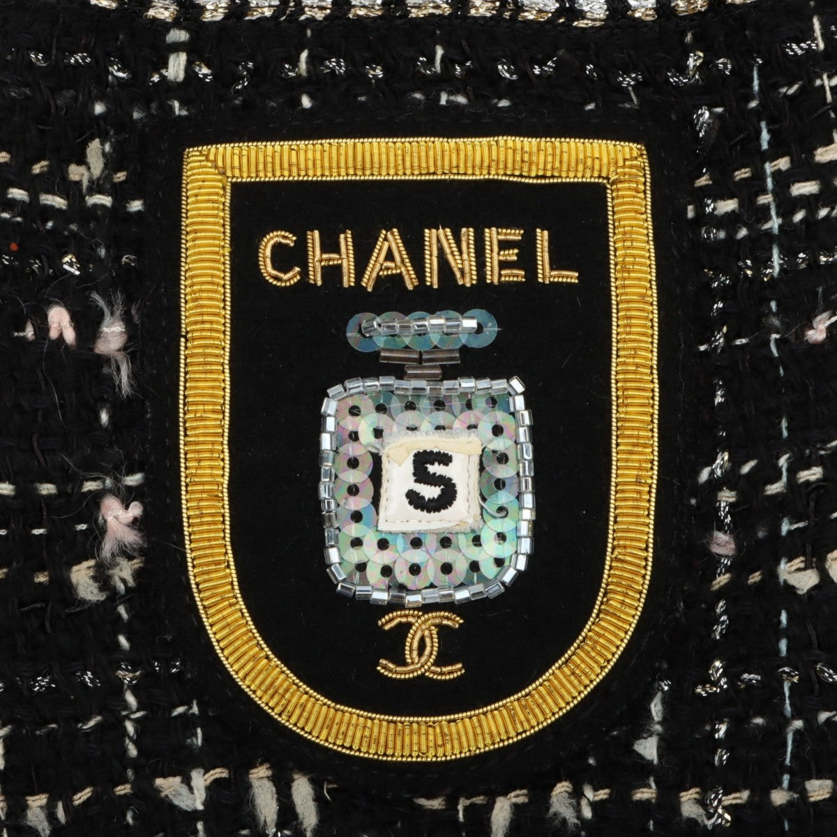 2005 Tweed C-Mark Emblem Patch Long Jacket #40 Black