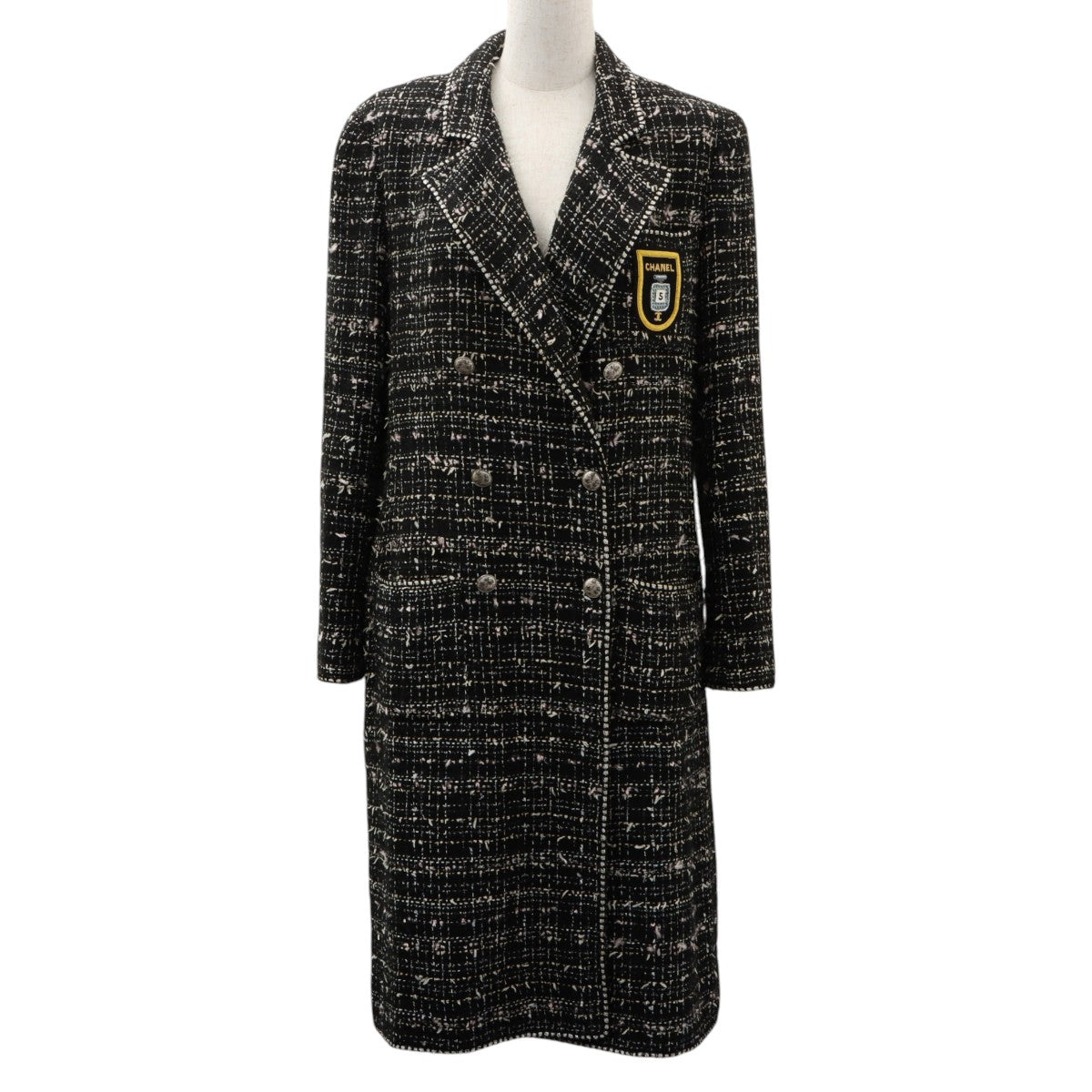2005 Tweed C-Mark Emblem Patch Long Jacket #40 Black