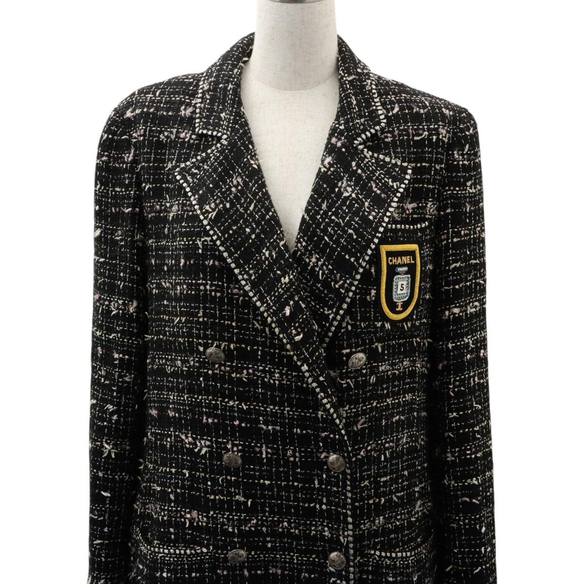 2005 Tweed C-Mark Emblem Patch Long Jacket #40 Black