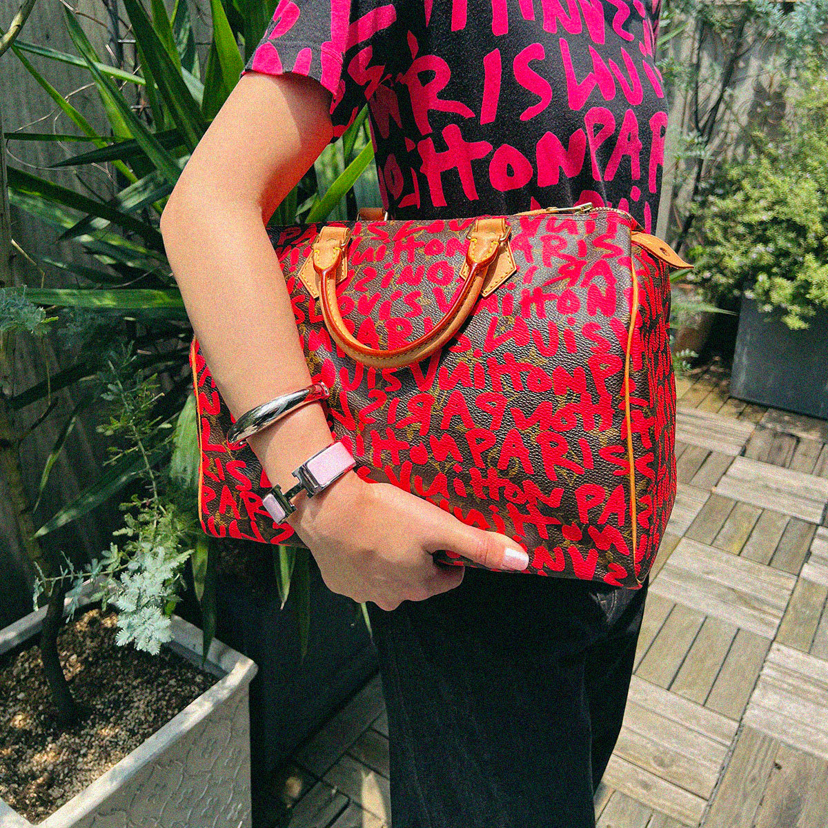2009 Monogram Graffiti Speedy 30 Brown/Fuchsia