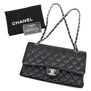 2017 Vintage Caviar Leather Classic Flap Chain Bag 25cm Black
