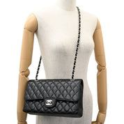 2017 Vintage Caviar Leather Classic Flap Chain Bag 25cm Black