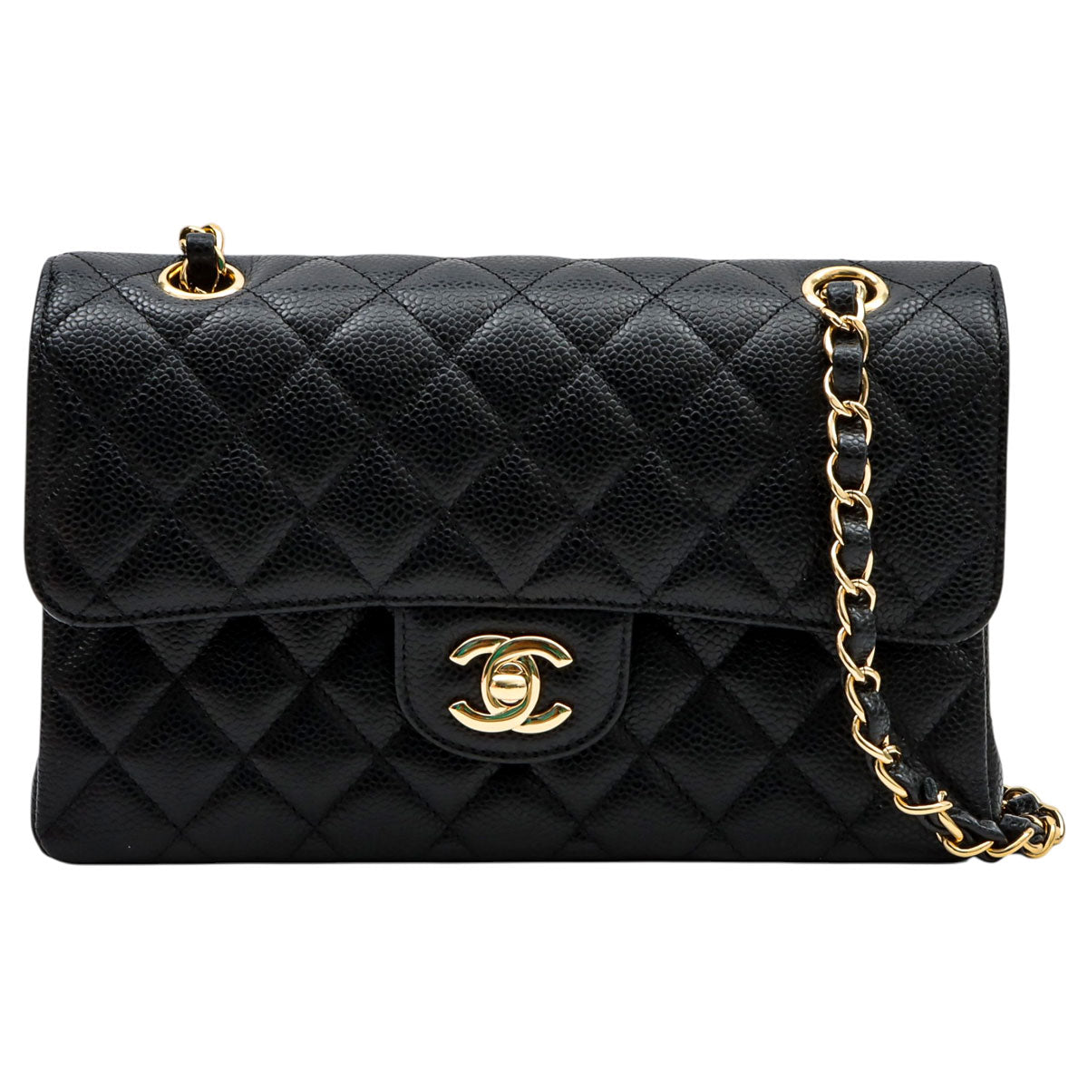 2019 Caviar Skin Classic Flap Chain Bag 25cm Black