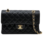 2019 Caviar Skin Classic Flap Chain Bag 25cm Black